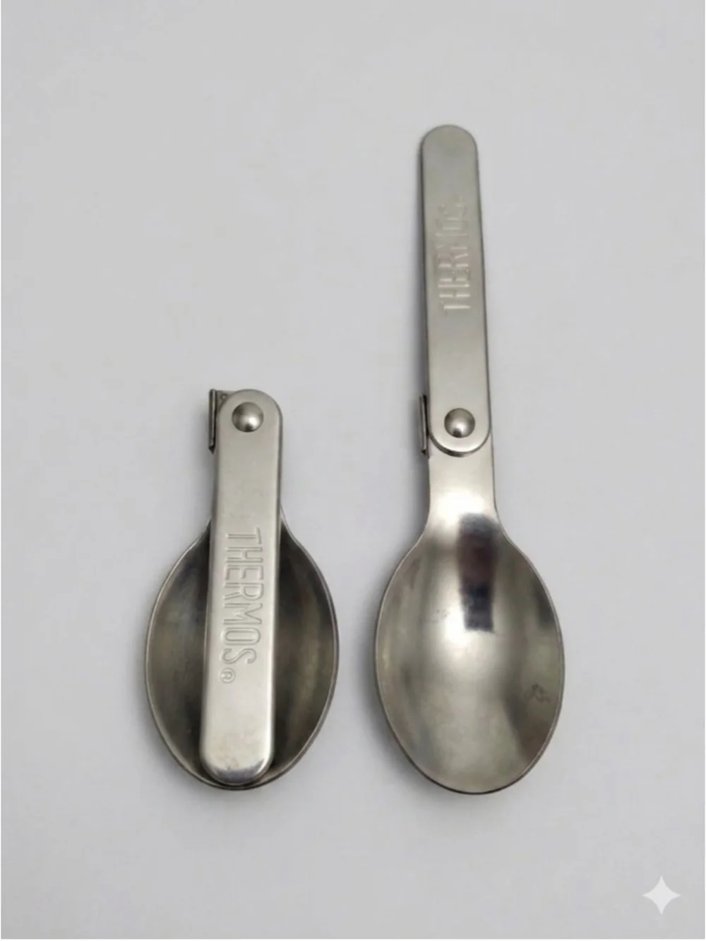 Set of 2 Genuine Thermos Replacement Folding Spoons -Stainless Steel Collapsible